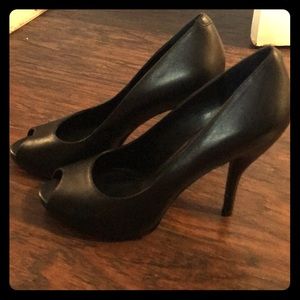 Black peep toe heels